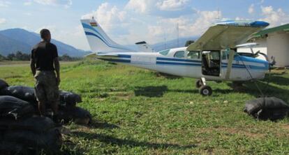 A Bolivian plane confiscated in the jungle in Peru.