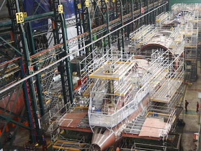 Construcción del submarino S-80 en los astilleros de Navantia en Cartagena. 