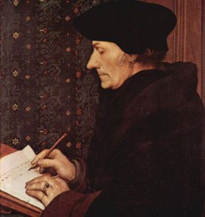 Retrato de Erasmo de Róterdam, de Hans Holbein.