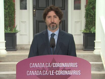 Justin Trudeau, primer ministro canadiense, durante una rueda de prensa el martes 2 de junio.