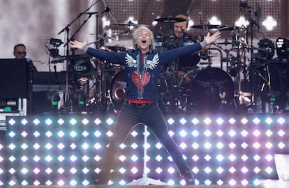 Jon Bon Jovi, líder de Bon Jovi, durante un concierto de la vanda en el Wembley Stadium de Londres en junio de 2019.