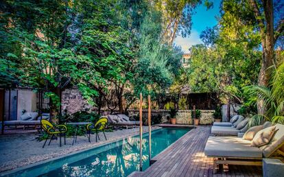 Una de las terrazas del jardín del hotel Can Bordoy, en Palma de Mallorca.