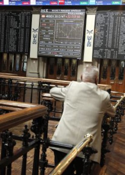 Vista del panel de la Bolsa de Madrid.