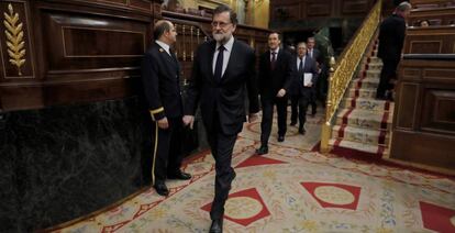 Rajoy, a su llegada a la sesi&oacute;n de control al Gobierno celebrada este mi&eacute;rcoles. 