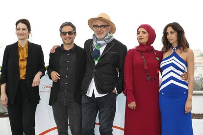 Gael Garca Bernal, Hanaa Issa, Elia Suleiman, Fatma Hasssan Alrenaihi, Zeynep Ozbatur Atakan y Laurine Pelassy, durante la presentacin de 'It Must Be Heaven'.