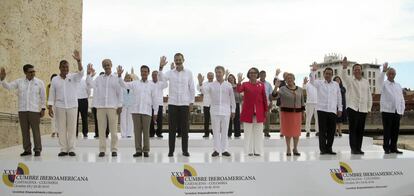 Los jefes de Estado y cancilleres que acudieron a la cumbre de Cartagena.