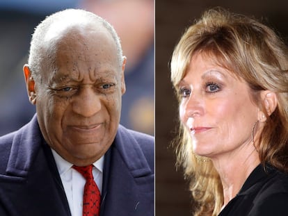 Bill Cosby y Judy Huth, a la derecha, quien dice haber sido acosada por el comediante en la mansión Playboy.