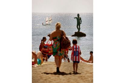La escultura de Neptuno en la playa de Melenara, en Telde (Gran Canaria).