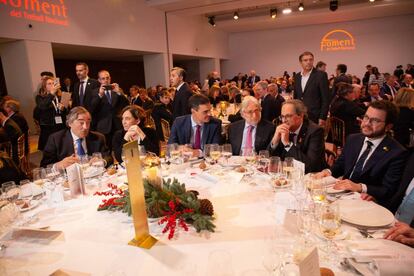 Cena de entrega de los premios Ferrer Salat, a la que han asistido Sánchez y Torra.