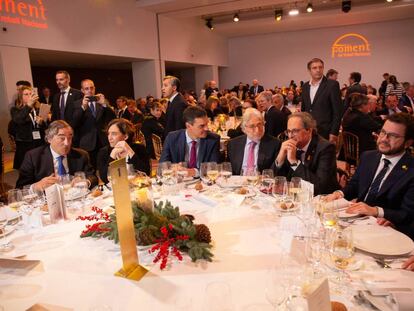 Cena de entrega de los premios Ferrer Salat, a la que han asistido Sánchez y Torra.