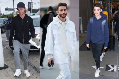 Patrick Schwarzenegger, Pelayo Díaz y Noah Schnapp ('Stranger Things'): tres ejemplos de cómo llevar una sudadera con capucha (aquí, de distintas firmas) con estilo.