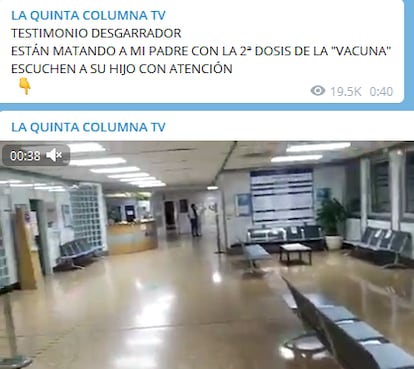 Posts en el canal de Telegram de La Quinta Columna TV.