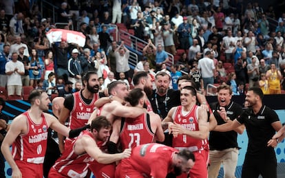 Georgia celebra su victoria en octavos de final del EuroBasket ante Francia.