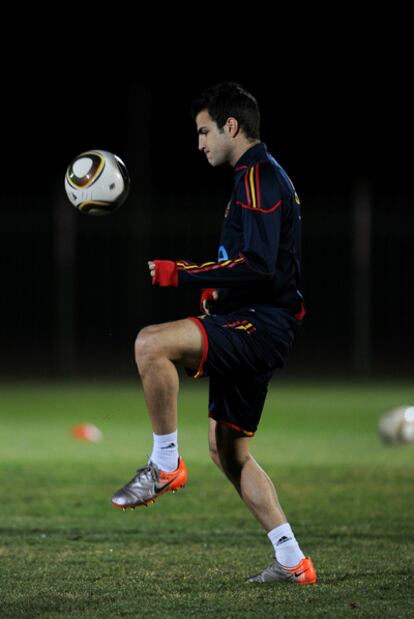 Cesc Fábregas durante un entrenamiento de España en Sudáfrica