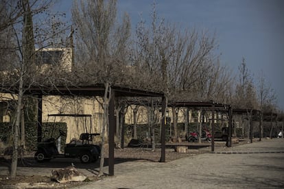 Una de las zonas de entrada a los chals que el Tribunal Supremo acord que deben ser demolidos tras haber sido declarado nulo el proyecto en sentencias anteriores. Ecologistas en Accin denunci que estaba construido en zona de especial proteccin no urbanizable.