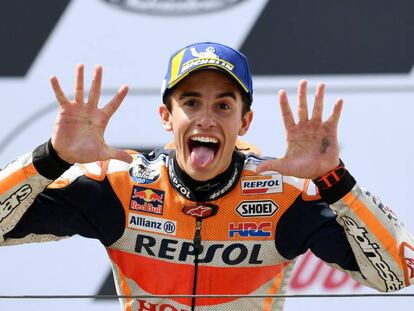 Marc Márquez celebra la victoria.