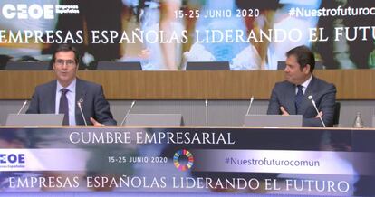 Antonio Garamendi, presidente de CEOE, junto a Gerardo Cuerva, presidente de Cepyme.