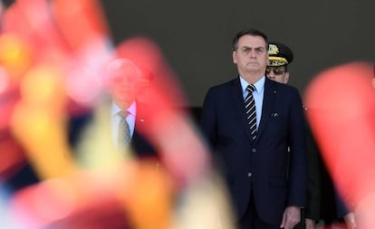 El presidente Jair Bolsonaro durante la ceremonia del cambio de guardia.