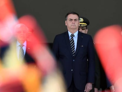 O presidente Jair Bolsonaro durante cerimônia de troca da guarda.