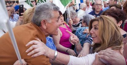 La secretaria general del PSOE de Andalucía y presidenta de la Junta en funciones, Susana Díaz, el lunes en Maracena (Granada).