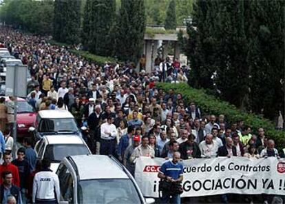 Cabecera de la manifestación que ha recorrido esta tarde Puertollano.