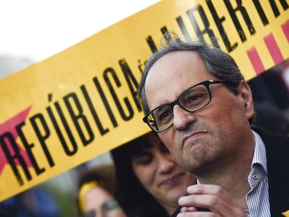 El expresidente Quim Torra en una manifestación independentista en mayo de 2018.