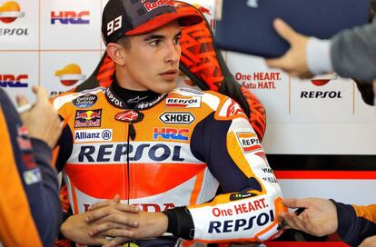 Marc Márquez, en su box este fin de semana.