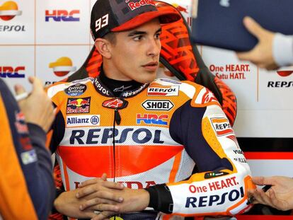 Marc M&aacute;rquez, en su box este fin de semana. 