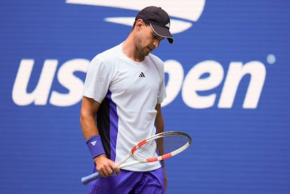 Dominic Thiem, durante el partido contra Shelton en la Arthur Ashe.