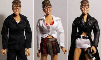 A la izquierda, Palin gobernadora; en el centro, colegiala <i>sexy,</i> y a la derecha, heroína.