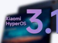 Logo HyperOS 3.1 con un tablet de fondo