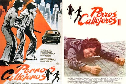 Carteles de 'Perros callejeros' y 'Perros callejeros II'. “Inspirada en las crónicas que a diario aparecen en las páginas de sucesos y en minuciosa búsqueda en archivos policiales… y con la participación de auténticos miembros de la delincuencia juvenil”, decía su publicidad. En realidad, junto a 'El Torete', solo había dos delincuentes reales más, el resto eran actores profesionales.