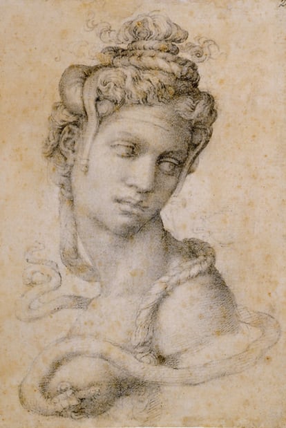 Dibujo de Miguel Ángel, titulado `Torso de Cleopatra?