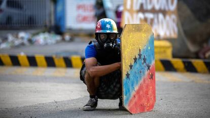 Um manifestante da oposição.