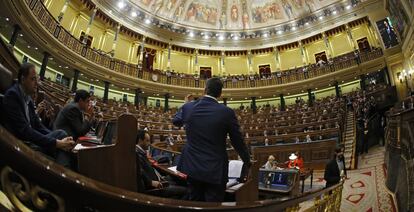 El líder del PSOE, Pedro Sánchez, al Congrés.