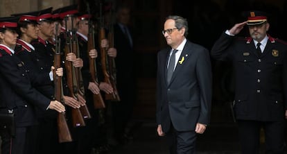 Quim Torra, dilluns, a la sortida del Parlament.