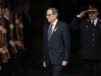 Quim Torra, dilluns, a la sortida del Parlament.