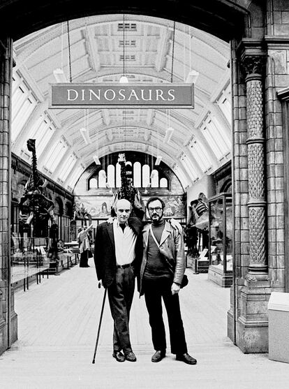 El pintor y el cineasta: Antonio Saura (izquierda) y Carlos Saura, durante una visita de los dos hermanos al Museo de Historia Natural de Londres.