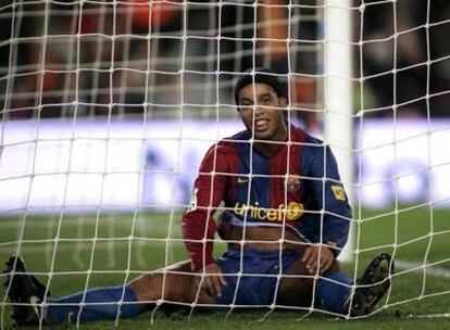 Ronaldinho, durante el partido del equipo azulgrana frente al Racing.