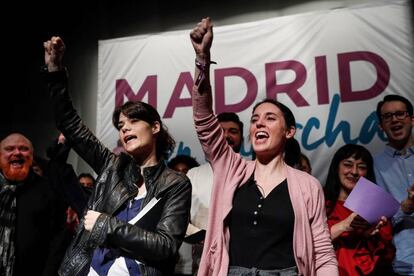 Isabel Serra e Irene Montero, el sábado en Alcorcón. 