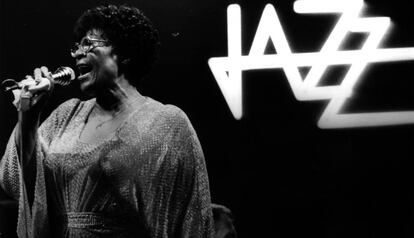 Ella Fitzgerald, durante su actuación en el Festival de Vitoria en 1983. 