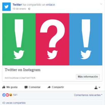 Twitter anuncia en Facebook que abre una cuenta en Instagram