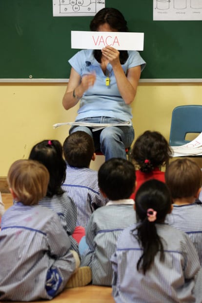 Una clase en un centro de Madrid.