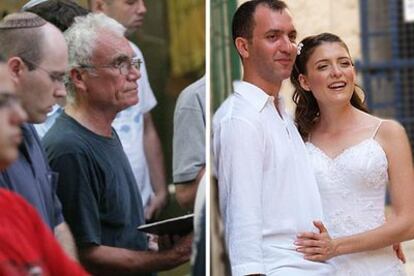 Zvi Regev, padre de Eldad Regev, capturado por Hezbolá el 12 de julio y Udi Goldwasser, junto a su esposa, Karnit, el día de su boda.