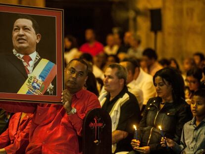 Una misa por la salud de Chávez en La Habana, este sábado.