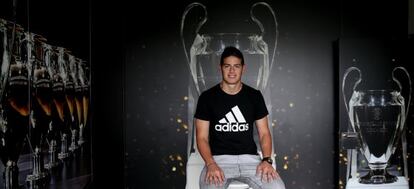 O jogador colombiano James Rodríguez na cidade esportiva do Real Madrid em Valdebebas em 3 de maio passado.