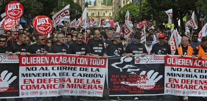 Manifestación de mineros en León.