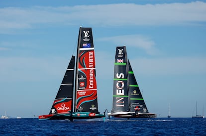 El Team New Zealand logró el triunfo en la novena regata del Match final ante Ineos Britannia en Barcelona.