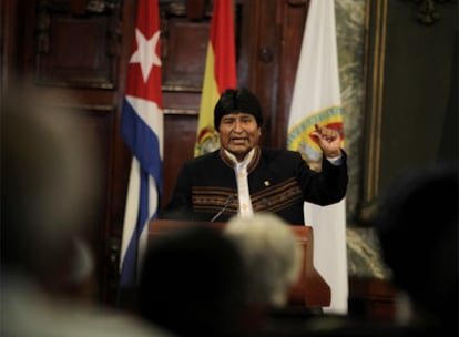 El presidente boliviano, Evo Morales, durante su conferencia de ayer en la Universidad de La Habana.