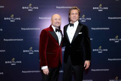 El nuevo CEO de Breitling Georges Kern y el actor Brad Pitt.